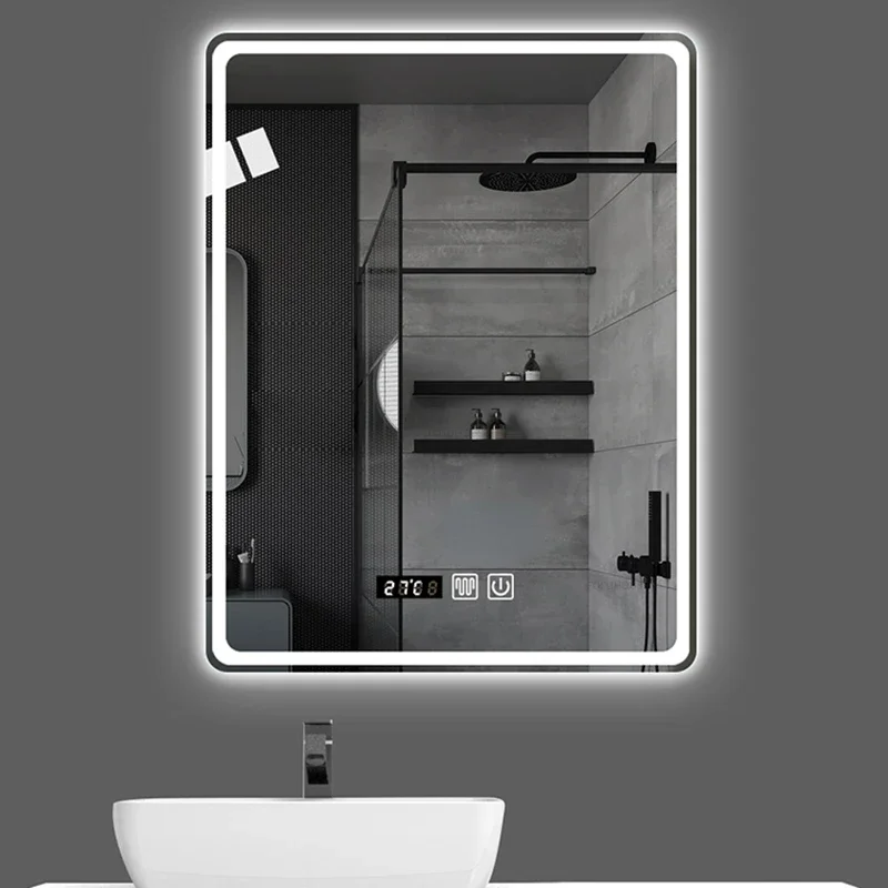 Smart LED Light Bathroom Mirror Modern Home Decor Wall Hanging Decorative Mirrors Room Vertical Hanging Induction Makeup Mirror