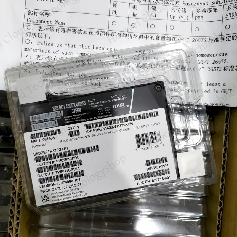 محرك أقراص الحالة الصلبة الأصلي P4800X بسعة 375GB و750GB و1.5TB من نوع U.2 طويل العمر للمؤسسات، محرك أقراص الحالة الصلبة U.2 PCIE3.0 NVME جديد