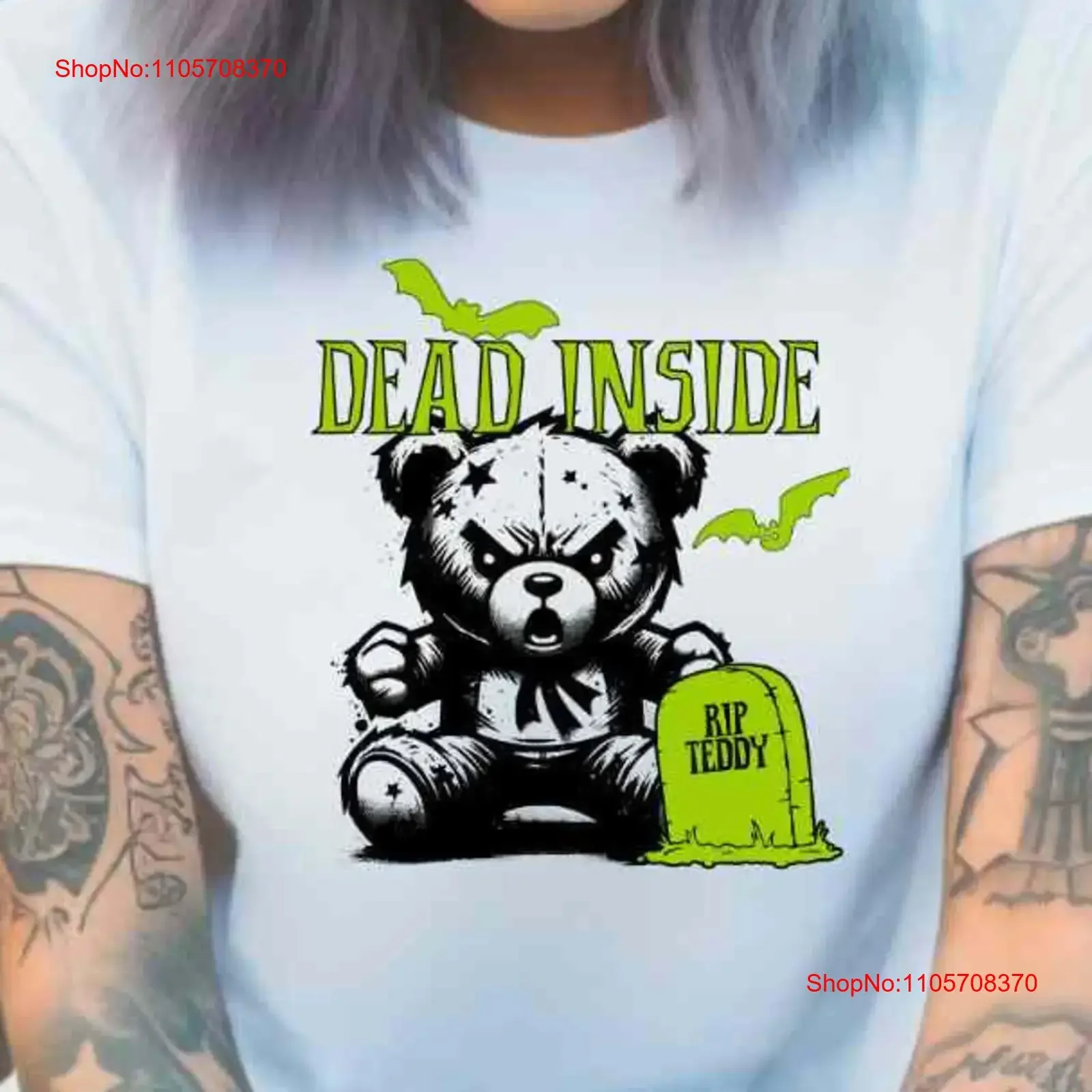Angry Teddy Halloween Top Funny Dead Inside T Shirt for Silly Bear Graveyard Goth Style Fancy Dress date vintage Washed