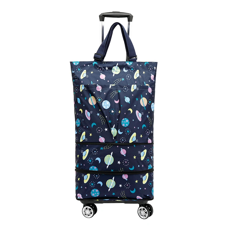 

Portable Folding op Cart with Pull Rod Lightweight Vegetable Bung Cart Multi-Functional Wheel Convenient Home Use