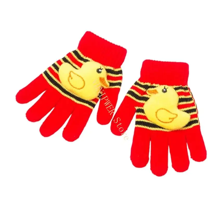 Dehnbare Kinder-Winterhandschuhe, warme Cartoon-Fäustlinge für aktives Spielen Schnee D08E