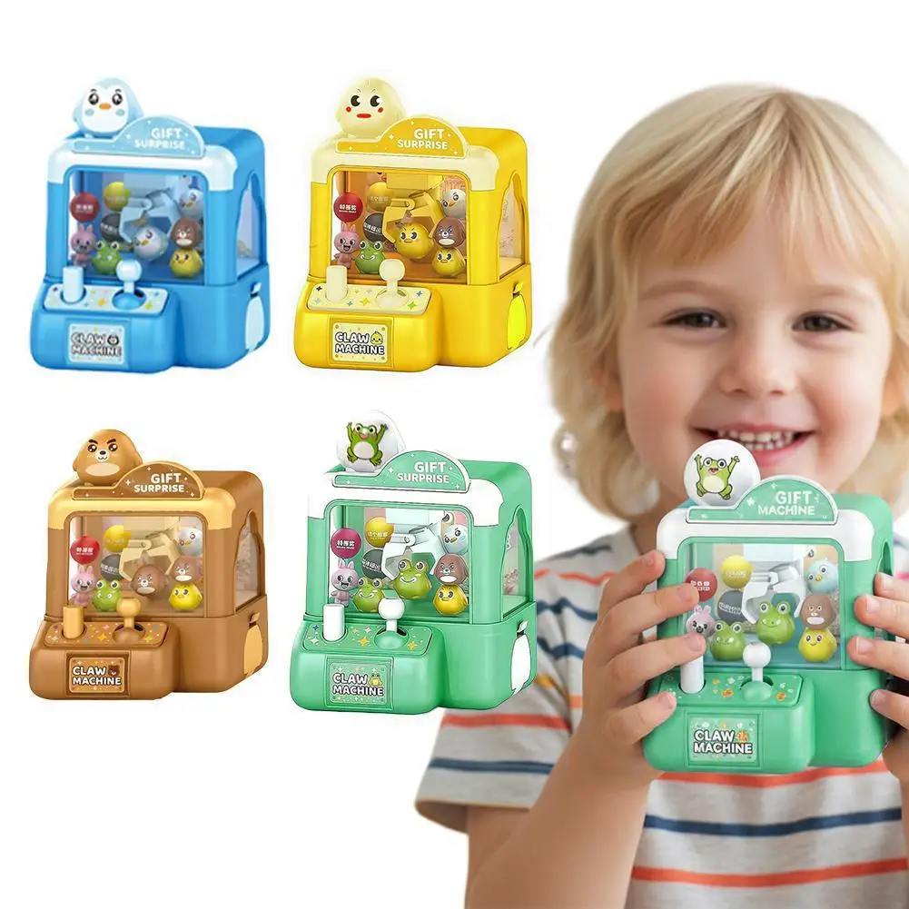 Mini Claw Machine Home Mini Toy Cartoon Grab Ball Doll Machine Parent-Child Interactive Toy Desktop Candy Grabber & Capsule Toy