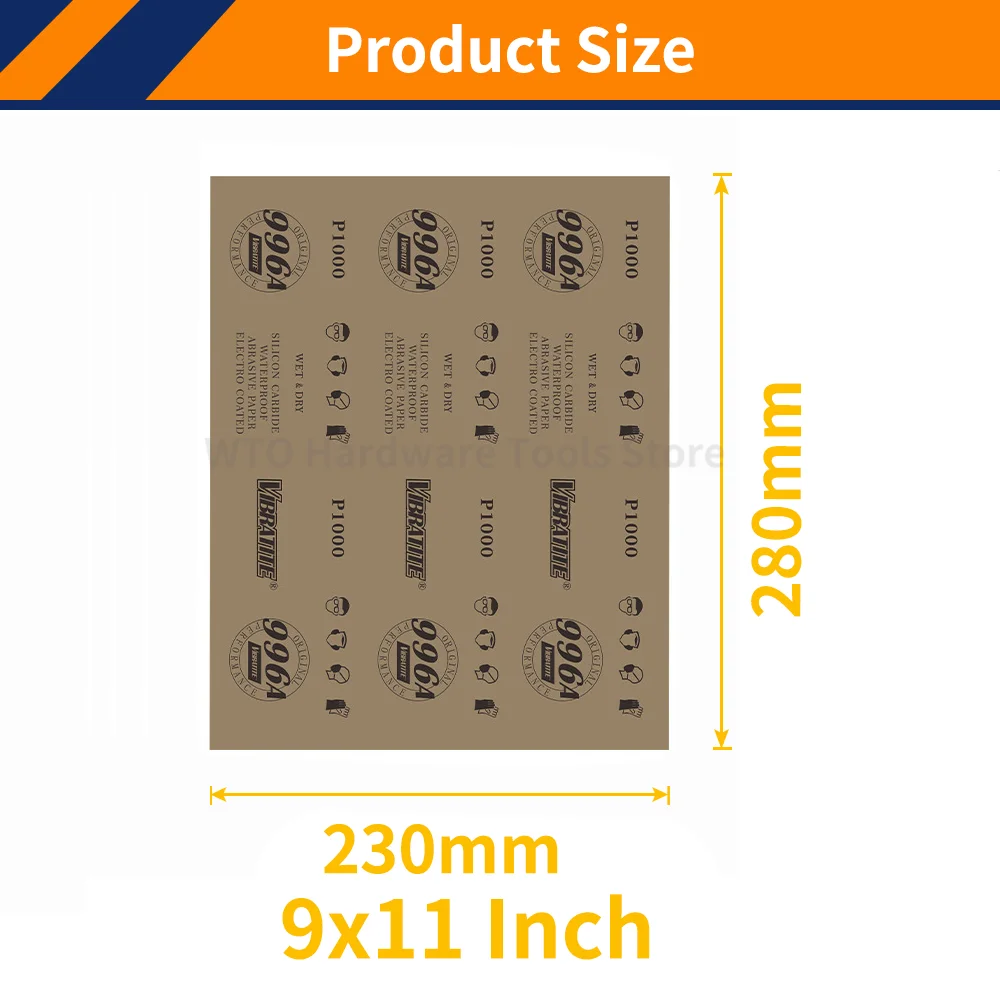 10 PCS Wet Dry Sandpaper 9x11 Inch Sanding Sheets 60-10000 Grit Silicon Carbide Waterproof Abrasive Sandpaper for Auto Polishing