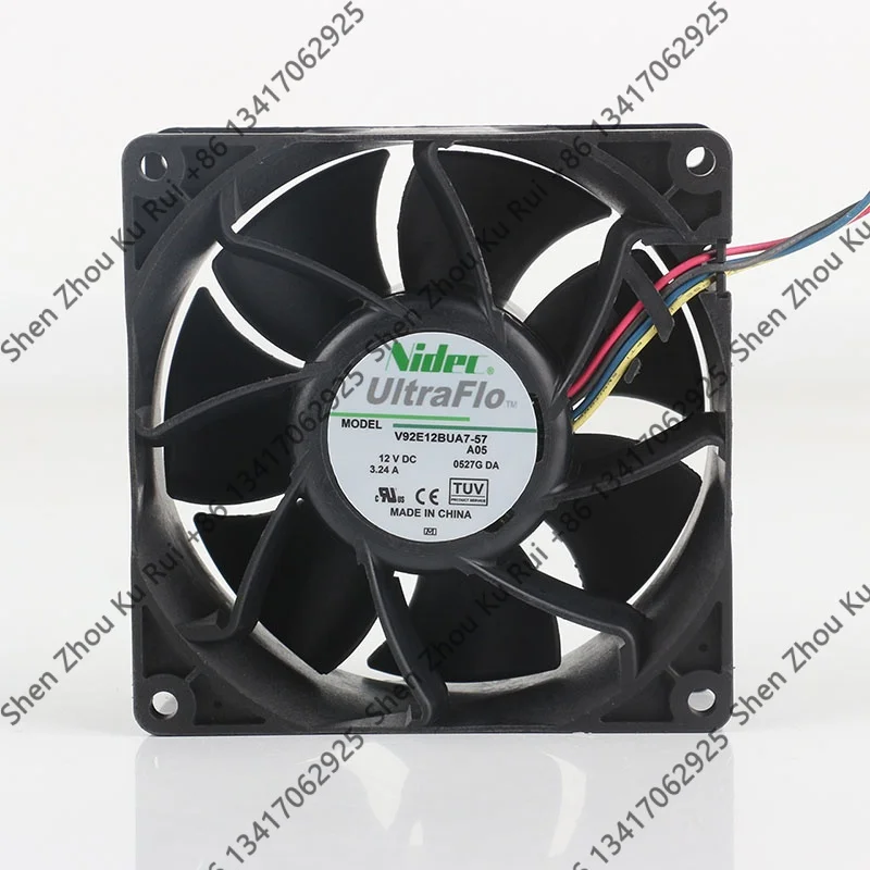 V92E12BUA7-57 New 4-wire Nidec 5V 24V 48V DC12V 3.24A AC EC 9038 90X90X38MM 9CM High air volume Violent High speed cooling fan