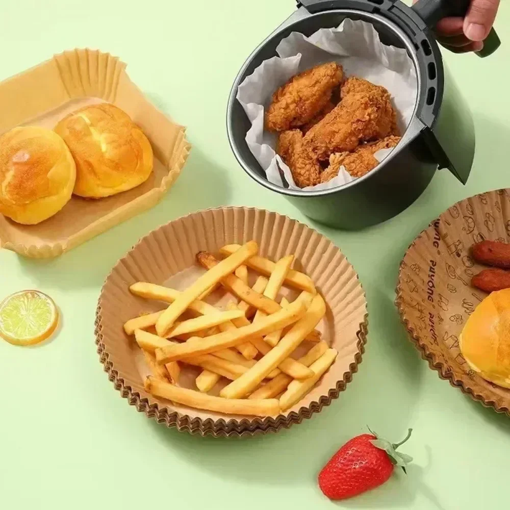 Kitchens Accessories BBQ Plate Kitchen Gadgets Square Round Pastry Molds 50/30 Pieces Air Fryer Paper Disposable Non-stick Pad.