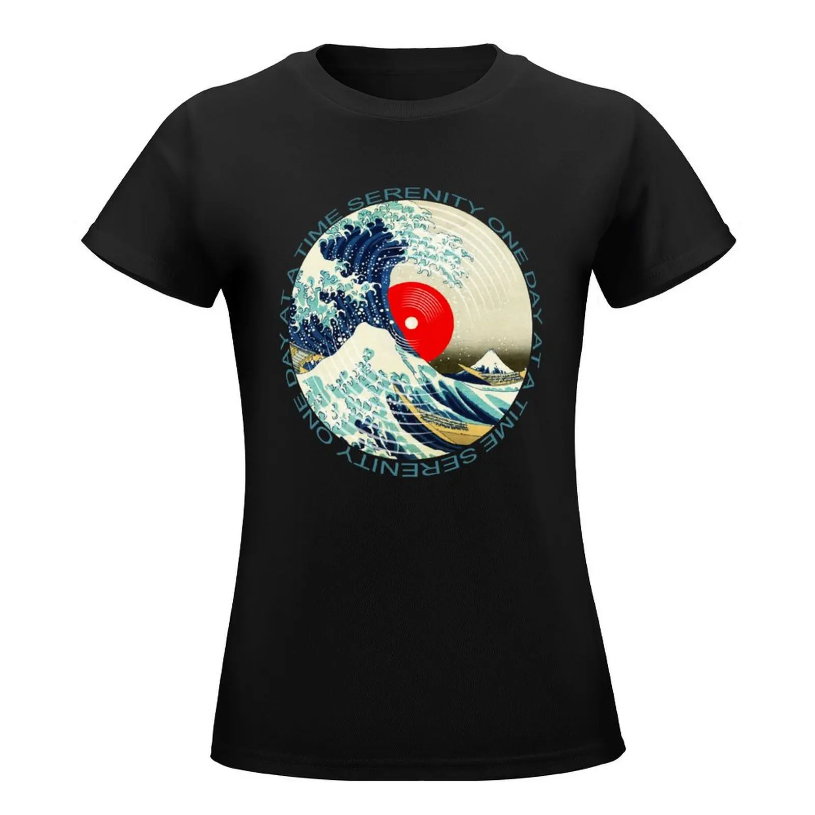 Sobriety Serenity One Day At A Time AA Sober Great Wave T-Shirt anime blanks graphic t-shirts for Women