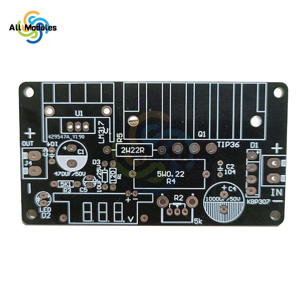 LM317 scheda regolatore di tensione regolabile Display digitale modulo di alimentazione dissipatore di calore a circuito biadesivo DC5-30V/ AC 3-21V