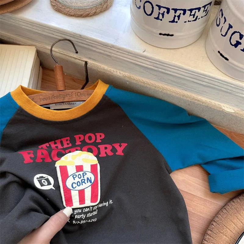 Langarm-T-Shirt für Kinder, Jungen, 2025, koreanischer Frühling und Herbst, reine Baumwolle, Jungen-Tops, Cartoon-Druck, kontrastierendes Unterhemd – Detail 6