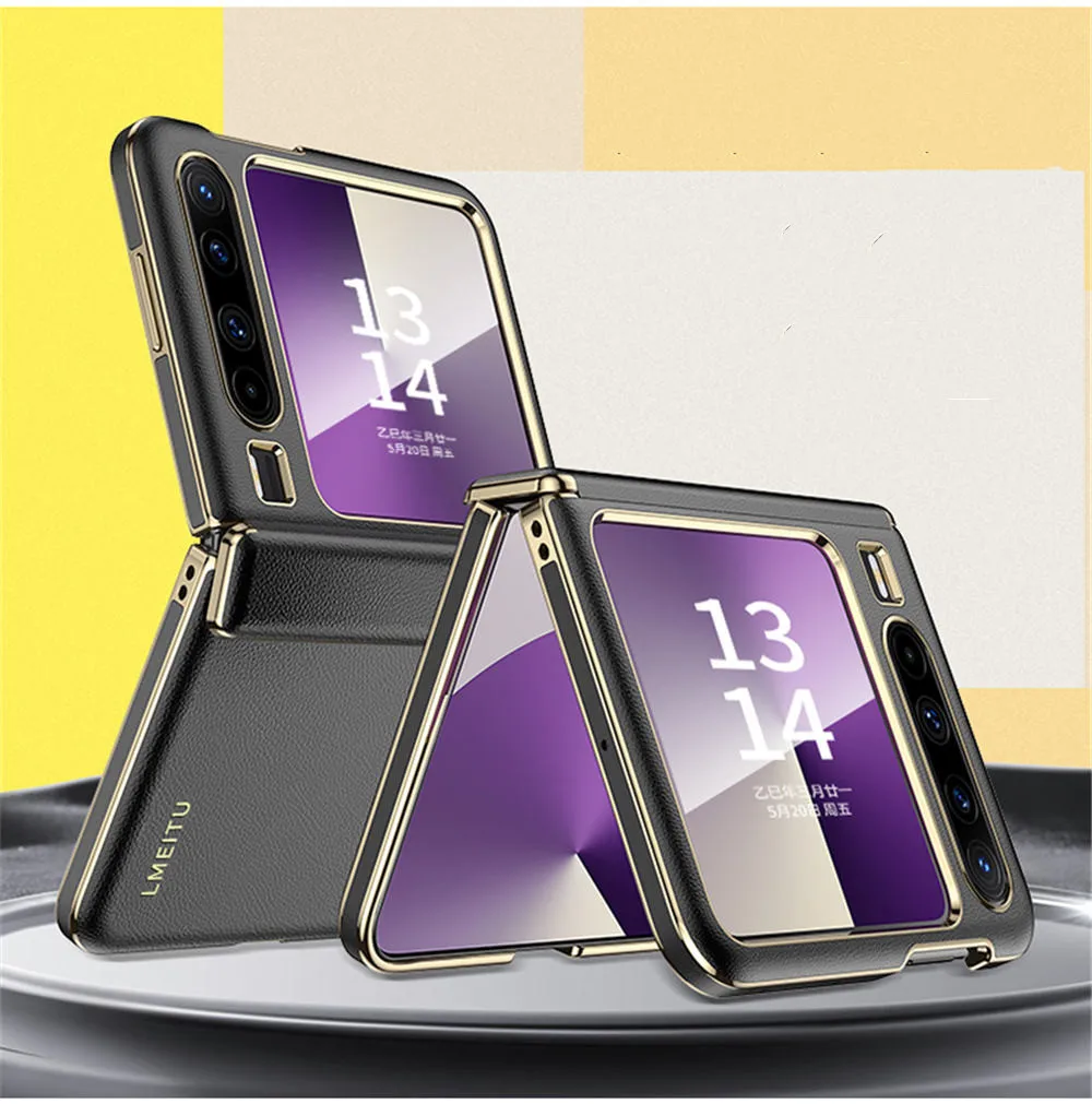 

Premium Natural Cowhide Leather Half-Wrapped Case for Huawei Pura X Magnetic Hinge Cover