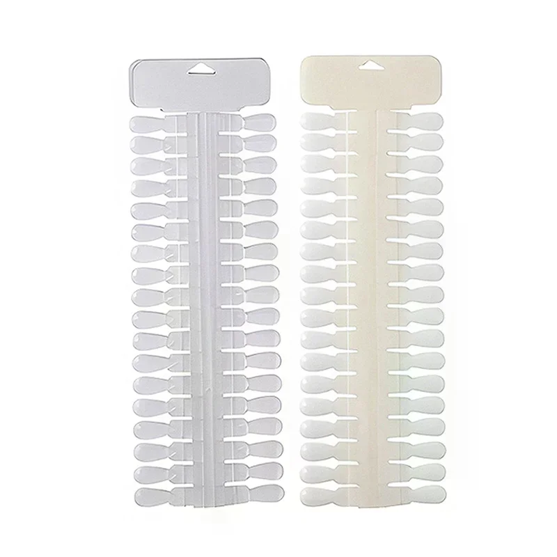 36pcs Natural/Clear Color Card Removable Nail Art Display False Nail Tips Rack Teardrop Design Manicure Gel Polish Practice Tool