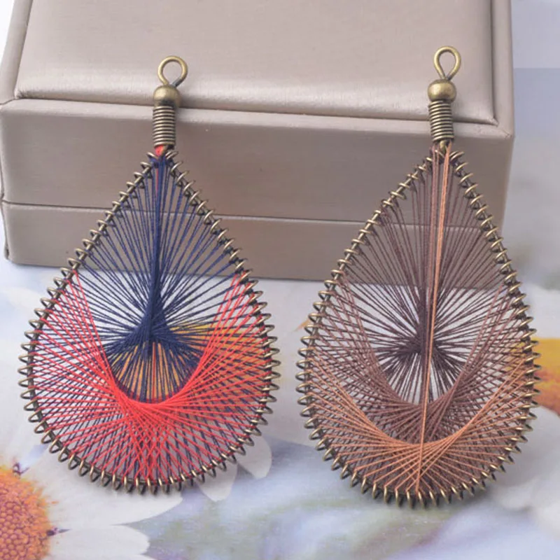 4 Stück/Set Böhmischer Stil Antike Bronze Wassertropfen-Quaste Großer Langer Anhänger DIY Damen Ohrringe und Halskette – Detail 3
