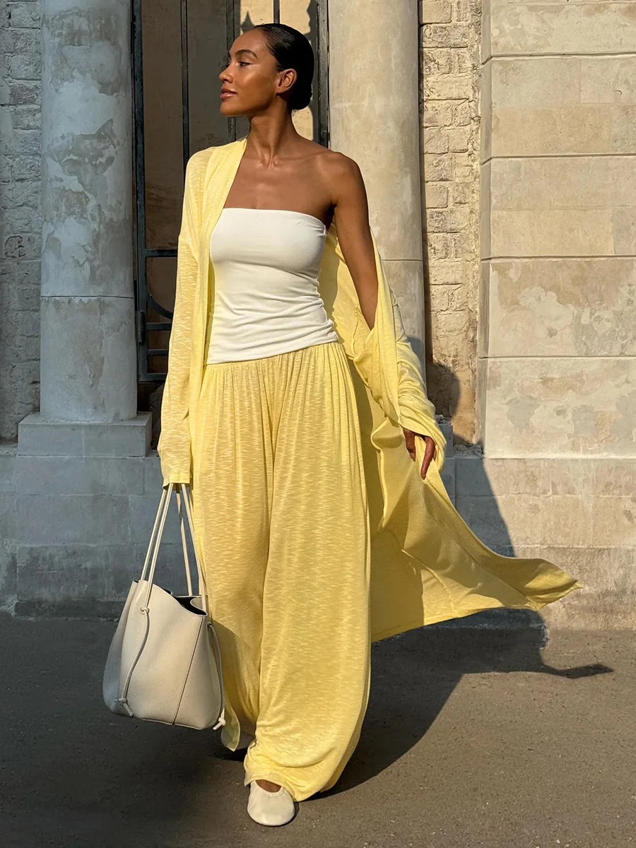 

Wolfeel женская осенняя пляжная одежда, кардиган с длинными рукавами, тонкий стильный комплект макси-шалевого воротника, широкие брюки