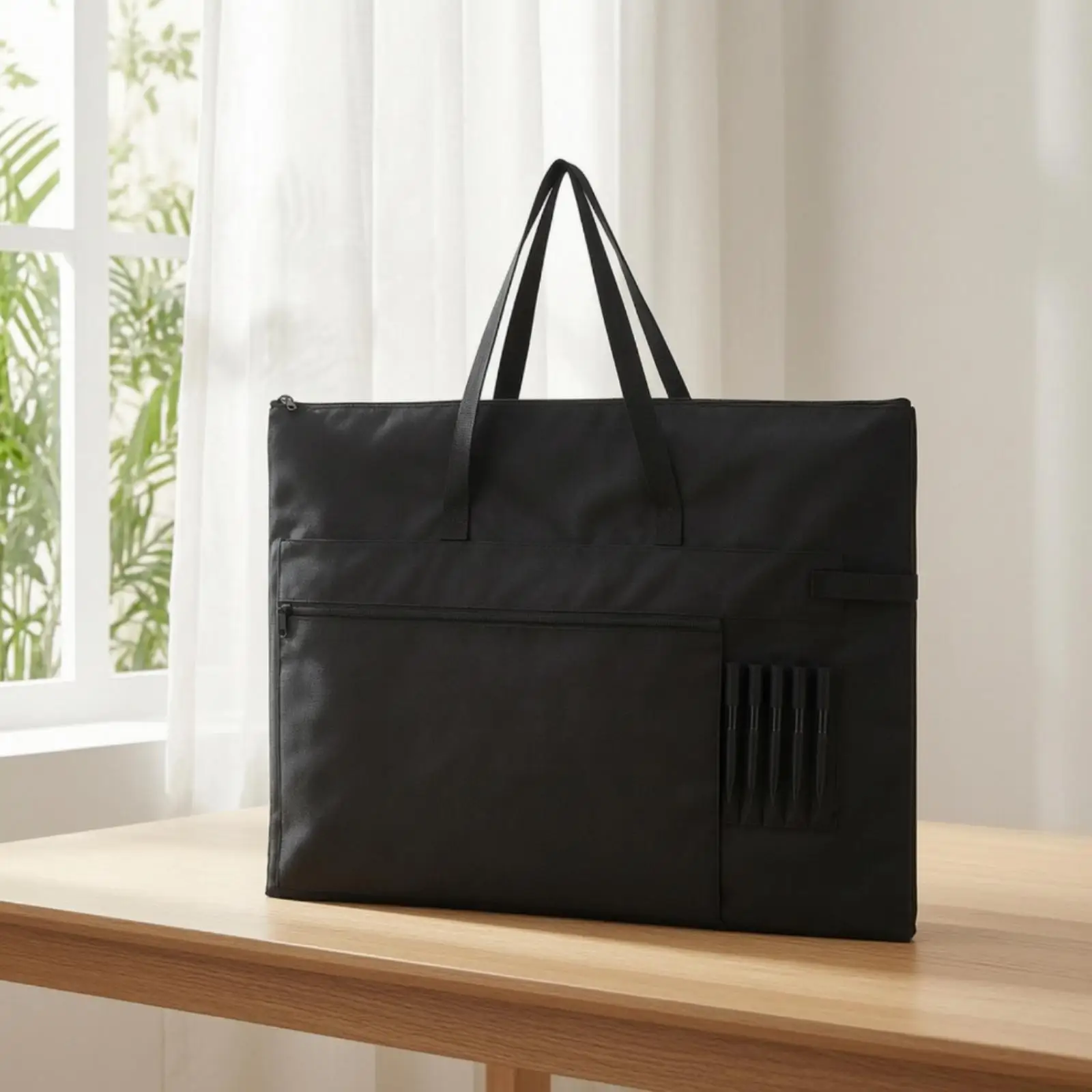 Drawing Triangle Ruler Tool Bag with Pen Slots Heavy Duty Oxford Cloth Organizer for Design Class