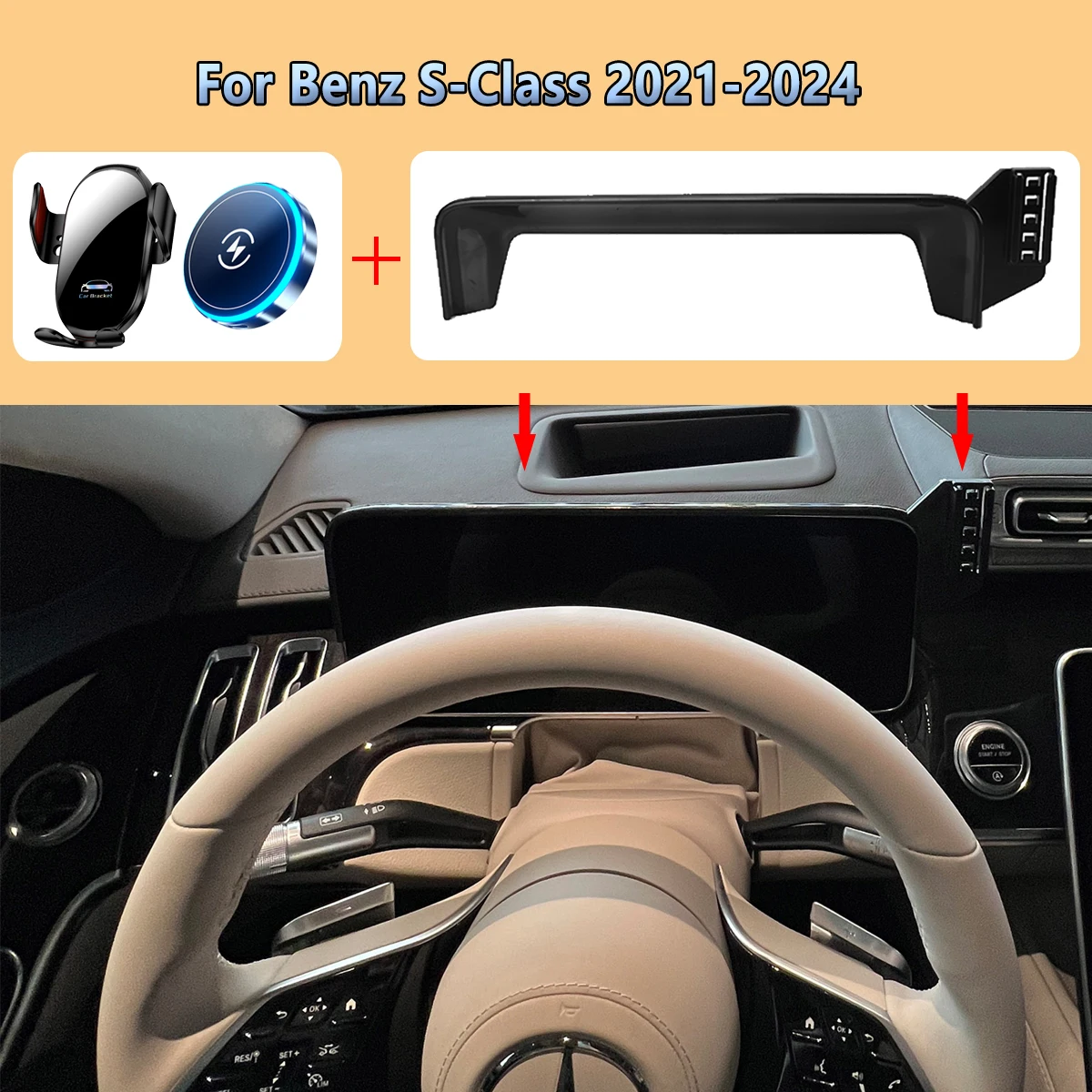 

Car Phone Screen Holder For Mercedes Benz S Class W223 2021 2022 2023 2024 Magnetic Wireless Charging Phone For MagSafe Mount