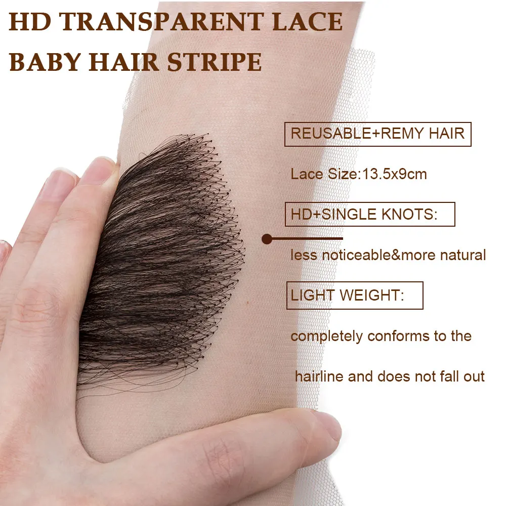 Rich Choices HD Lace Baby Hair Stripes Human Hair Baby Hair Edge Body Wave Swiss Lace Hairline Baby Hair Strips For Women