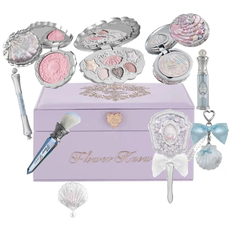 Flowerkaren Shell bijoux coffret cadeau Kit de maquillage complet professionnel paillettes fard à paupières Palette Blush cuit poudre 10 pièces Kits