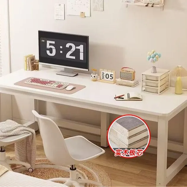 

Компьютерный стол из цельного дерева, бытовой настольный стол, усиленный и утолщенный простой двойной учебный стол, письменный стол, верстак