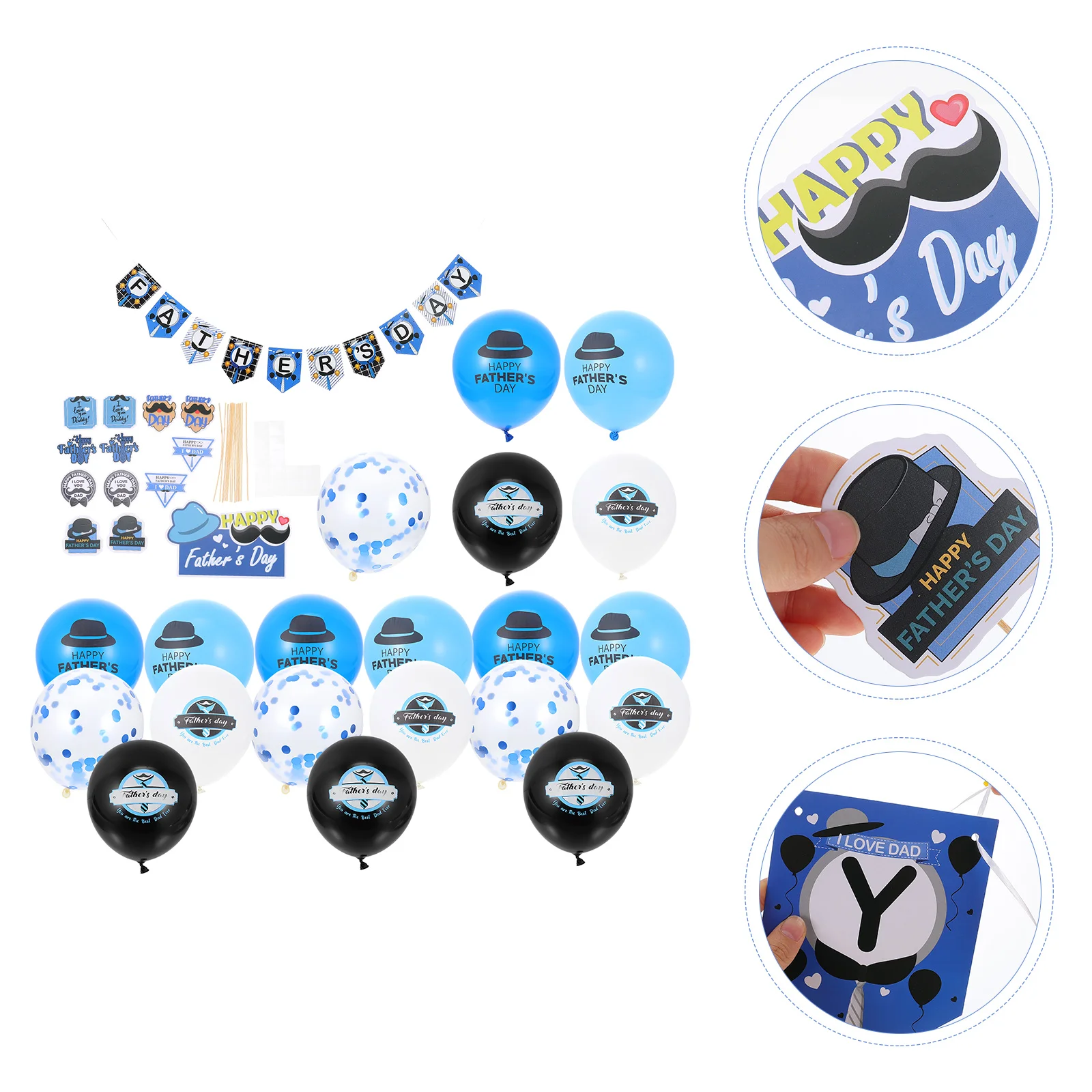 

1 set Balloon Flag Set Father's Day Decor Hanging Banners Decoration Party Supplies Wall Door Window Decorative