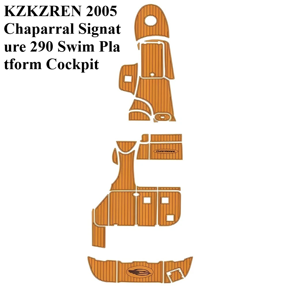 

KXKZREN 2005 Chaparral Signature 290 Swim Platform Cockpit EVA Foam Deck Sheet Self-adhesive Yacht Faux Teak Non-slip Floor Mat
