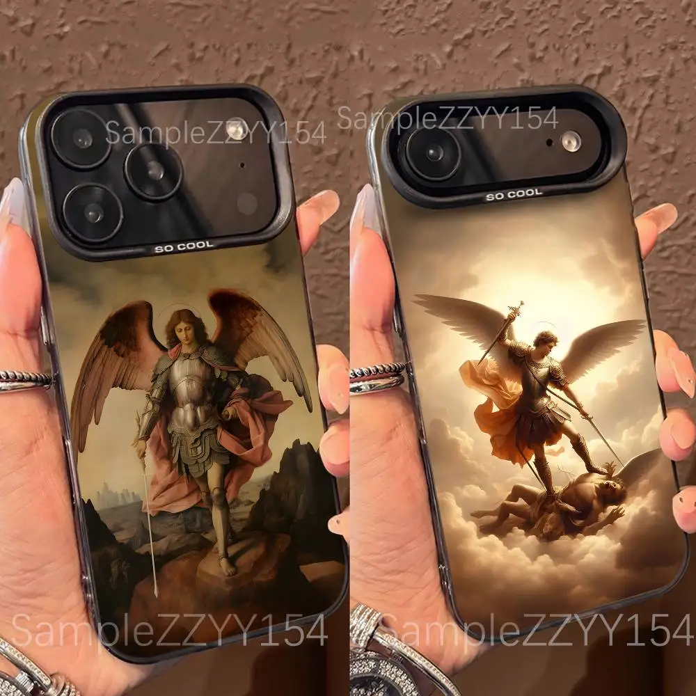 

Archangels Michael Phone Case For iPhone 17,16,15,14,13,12,X,8,Pro,Max,Plus,E,SE4,Air,Mini Black IMD Matte