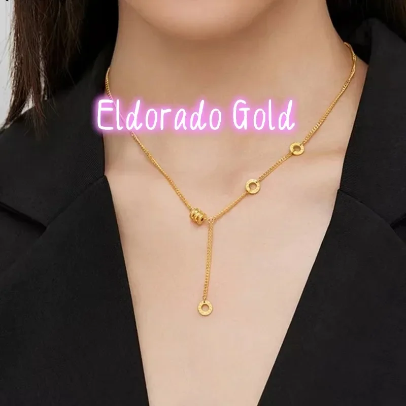 

Eldorado Gold Eldorado Gold 2025 2025Ladies' Personalized Design AU750 18K Real Lock Bone Chain Small Waist Necklace Pendant J