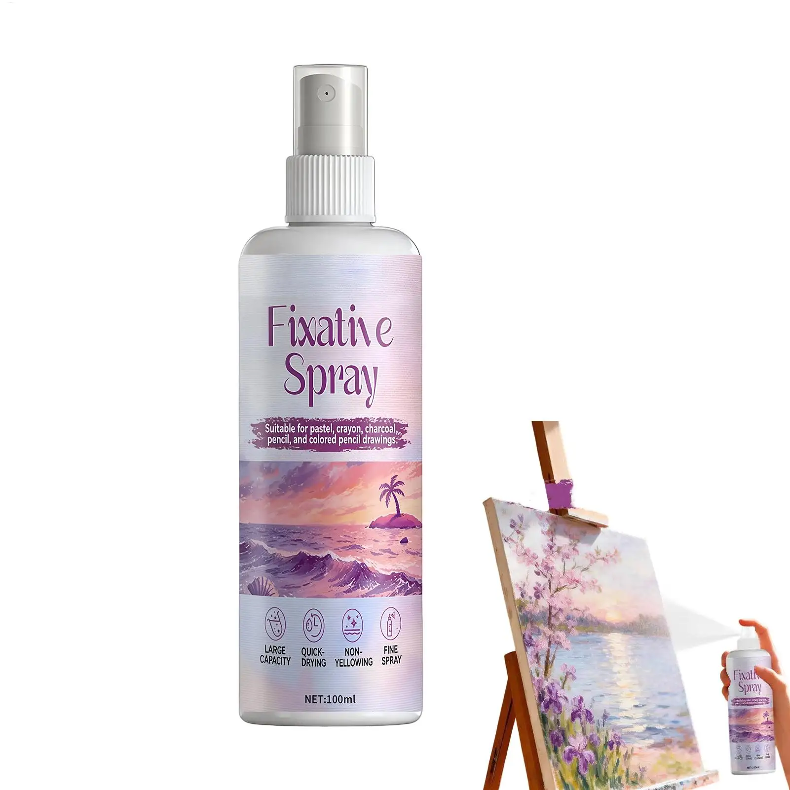 Art Fixative Spray 100ml Matte Finish Protect Pastel Charcoal Oil Pastel Acrylic Painting Sketching Sealant Anti Smudge Proof