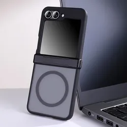 For Samsung Galaxy Z Flip 7 6 5 4 For Magsafe Case Transparent Hinge Folding Shockproof Magnetic Wireless Charging Cover Funda