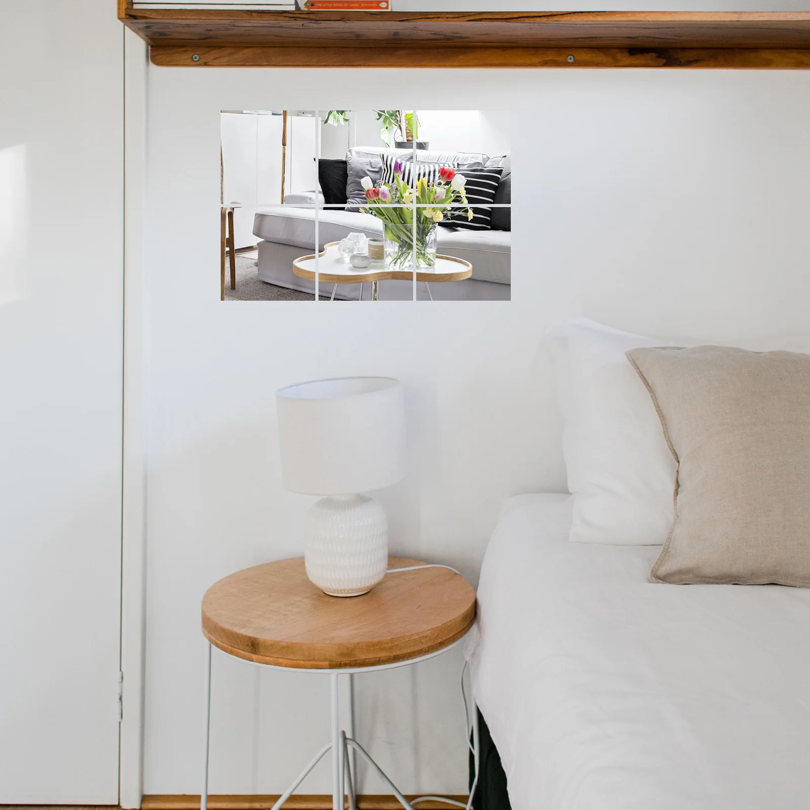 

32Pcs Mirror Decor Stickers for Walls Self-Adhesive Square Tiles Home Bedroom Living Room Nursery Art Wall Decal Set