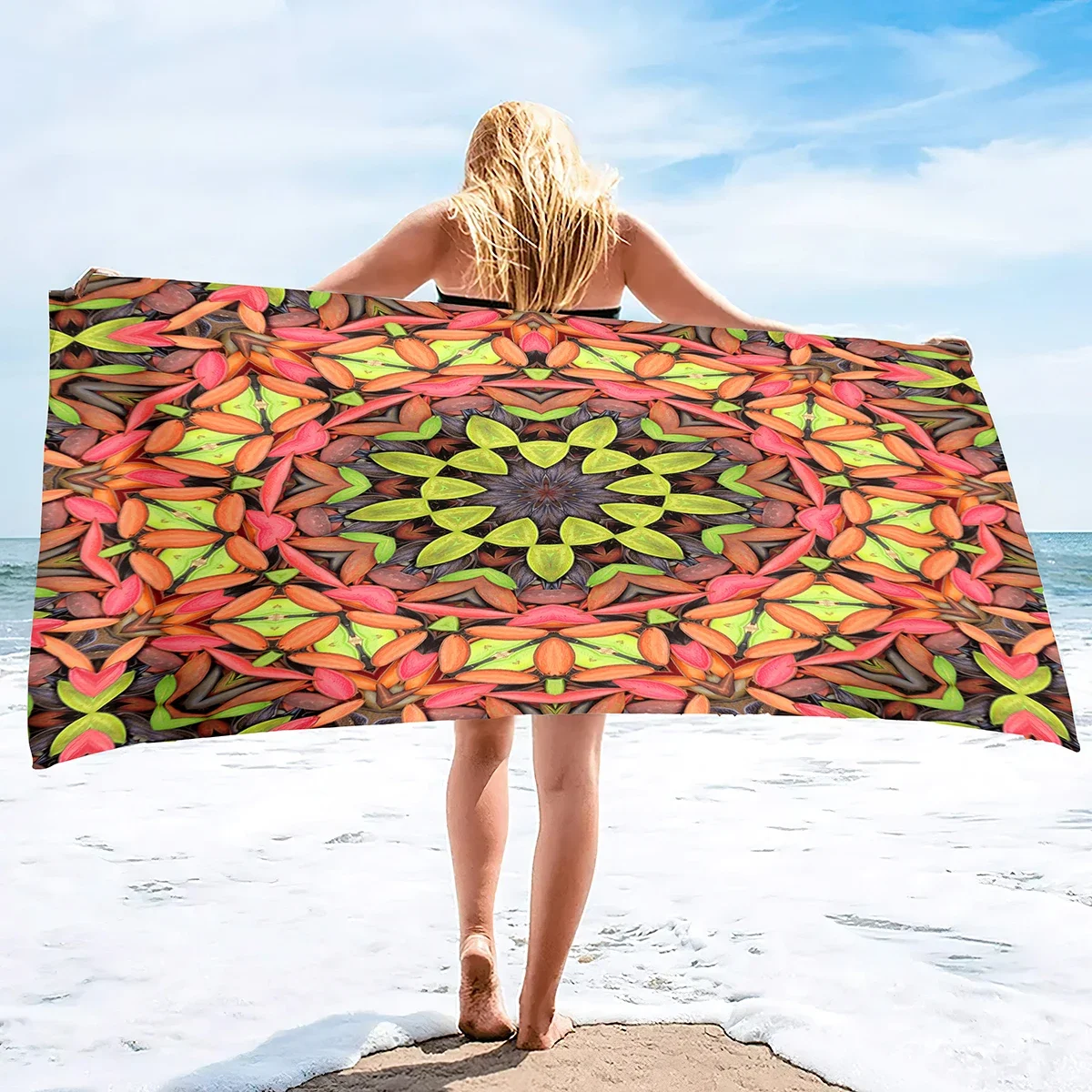 Boho Mandala Microfiber Beach Towel Oversize, Extra Large, Quick Drying, Quick Fast Dry Sand Free Proof Pool Towel, Lounge Cover