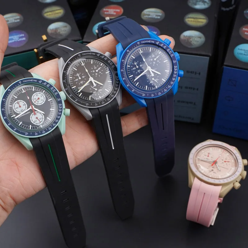 Nieuwe 20mm Gebogen Einde Rubberen Horlogeband Voor Omega voor Moonswatch Joint Constellation Horlogeband Mannen Waterdichte Sporthorloge band