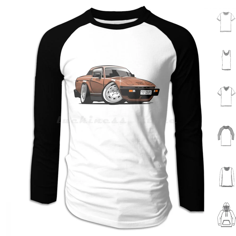 Tr7 Coupe Caricature Brown Hoodie cotton Long Sleeve Tr7 Tr 7 Classic British Sportscar Hardtop Fixed Head Coupe Fhc Bl