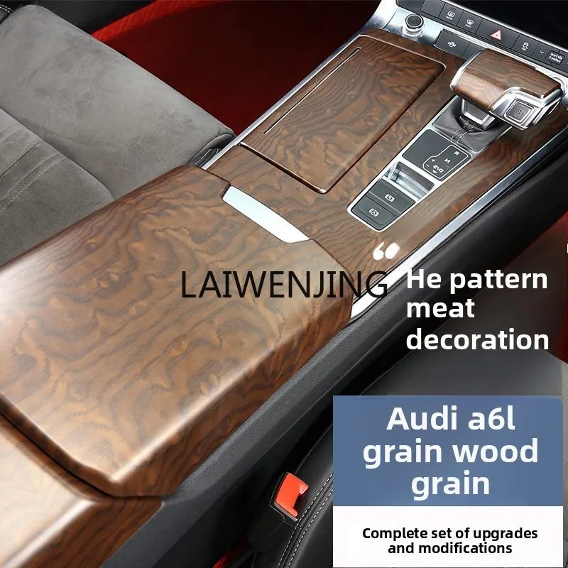 MJY A6L intérieur Qin bois modifié fibre de carbone grain acajou décoratif panneau de commande central couverture d'engrenage