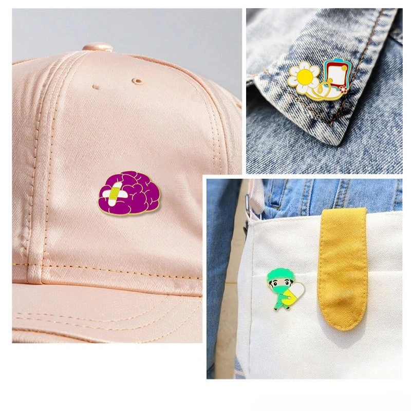 New Style Creative Cute Cartoon Medical Nurse Doctor Series Design Metal Enamel Brooch Pin Badge DIY Clothing Bag Hat  Accessory view 3