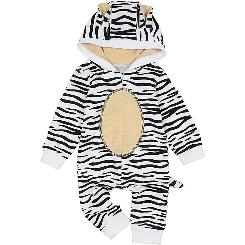 Boys And Girls Romper Baby Simple Cute Tiger Printing Hooded Long-sleeved Crawling Clothes Jumpsuit Baby/Infant Playsuit Clothes