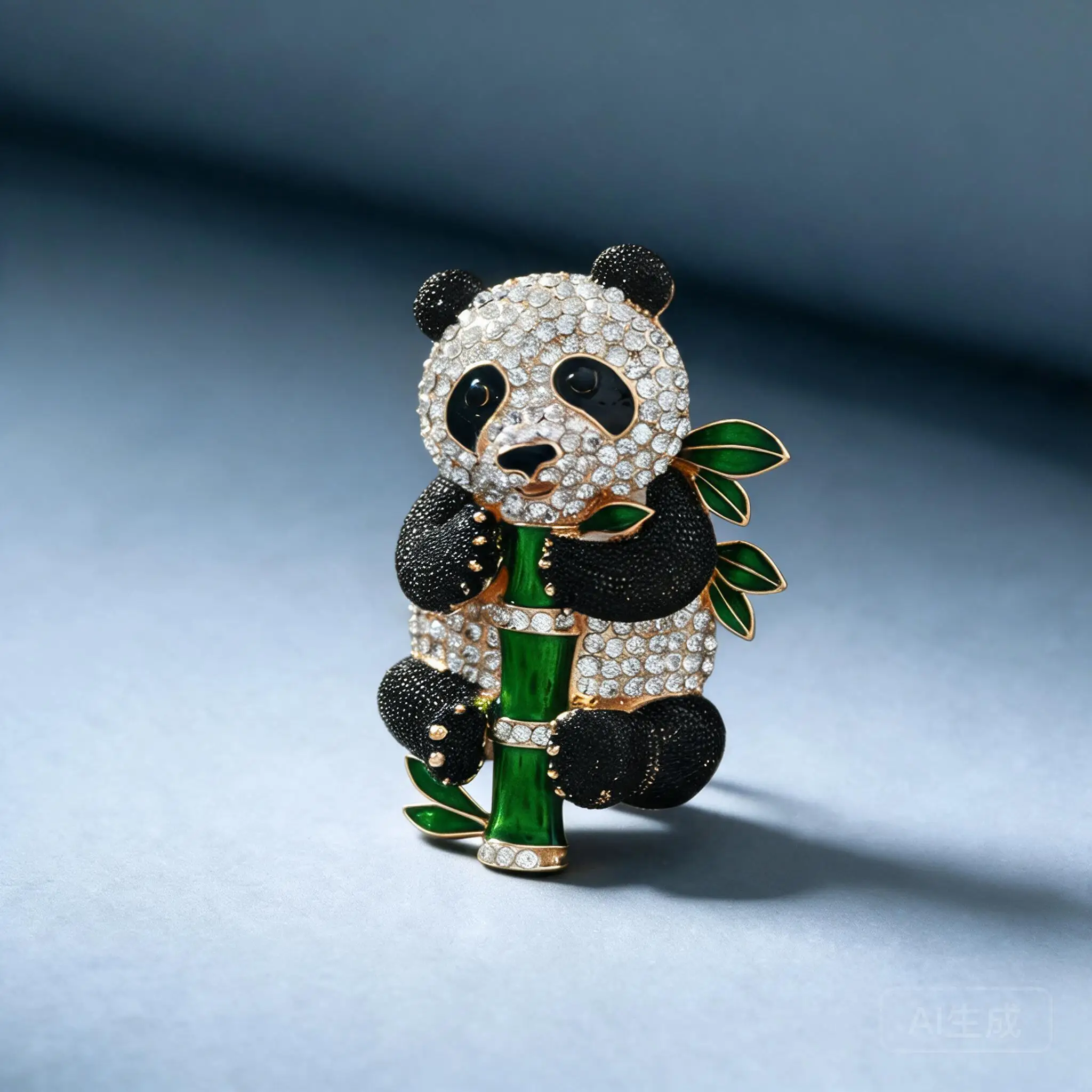 Vintage Full Rhinestone Large Panda Holding Bamboo Brooch Enamel Animal Pin Coat Jacket Apparel Accessory For Women Stylish Gift