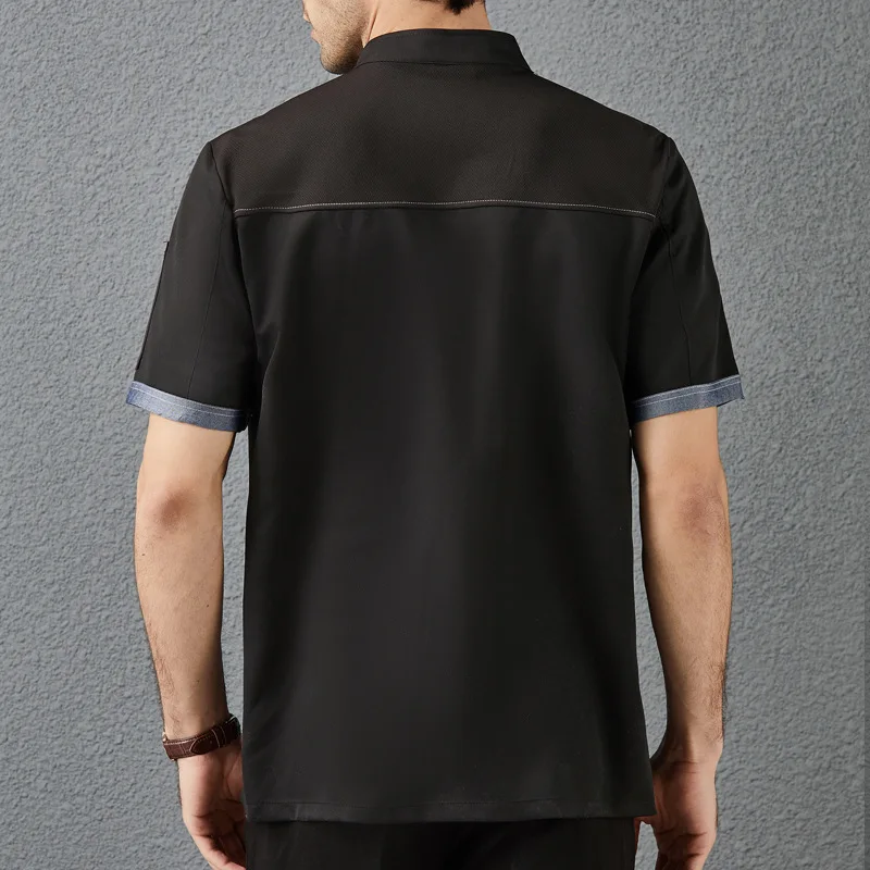 Uniforme de chef manga curta para homens e mulheres, cozinha, hotel, roupas de trabalho, pastelaria, meia manga, verão