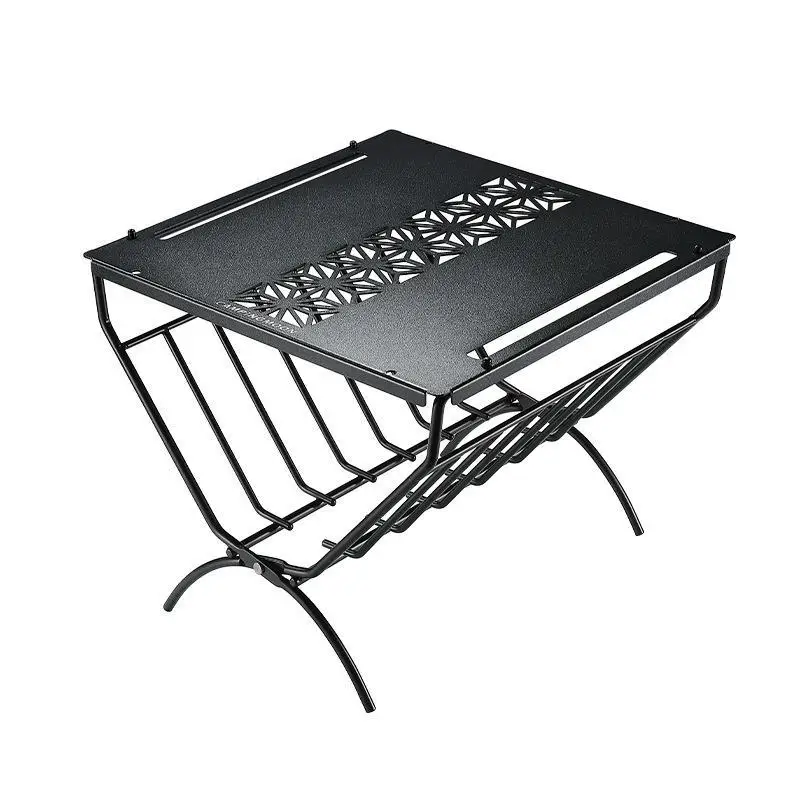 

Outdoor camping and picnic multi-functional wood fire rack, firewood bag storage rack folding table