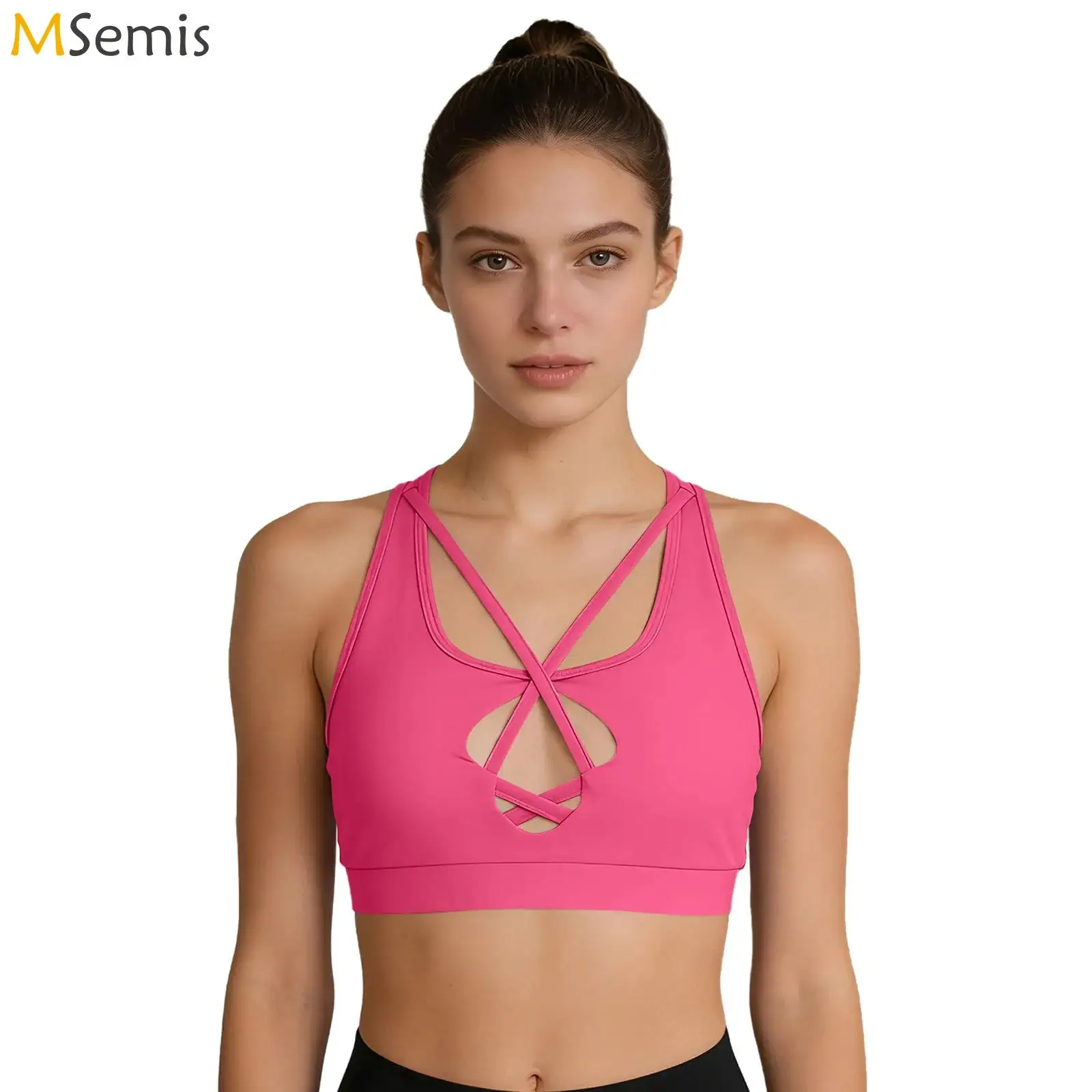 

Женские спортивные бюстгальтеры крест-накрест спереди, укороченные топы, жилет для йоги, укороченная майка с вырезом сзади и съемными подушечками на груди, йога, тренажерный зал, фитнес