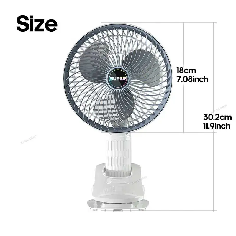 Home Electric Clip Fan Portable Cordless 1200mah Desktop Wall Fan Ventilator Handheld Student Fan for Office Laptop