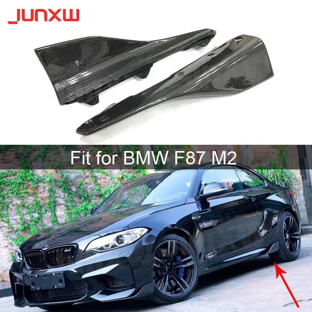 

Real Dry Carbon Fiber Side Skirts Splitters Canards Apron For BMW 2 Series F87 M2 Base Coupe 2016-2021 FRP Black