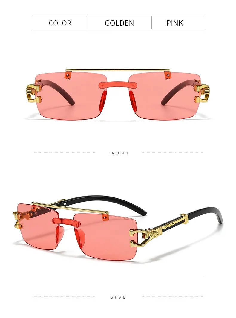 2025, neue modische rahmenlose Schneidkante, integrierte Doppelstrahl-Leopardenbein-Anti-UV-Sonnenbrille, Retro, vielseitig – Detail 12
