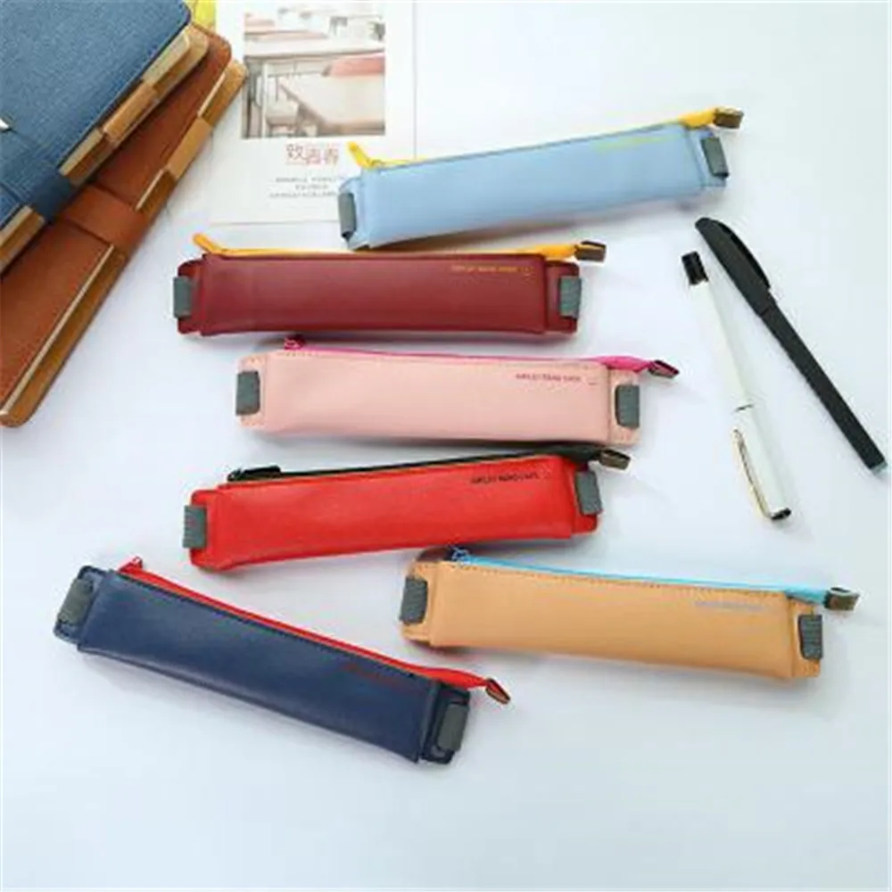 School Office Supplies Gift For Friends Eco-friendly Kawaii PU Leather Pencil Case Pen Bag