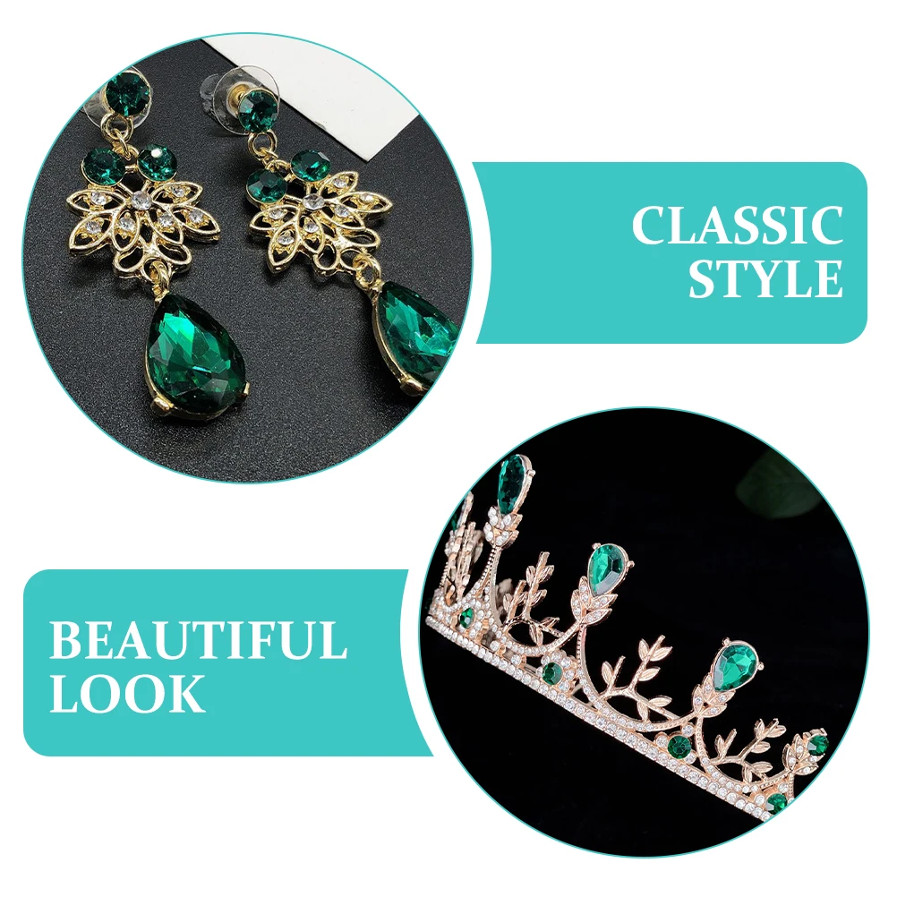 

1 set Bride Jewelry Set Women Rhinestone Crown Necklace Earrings Bridal Accessories Wedding Party Gift Luxury Tiara