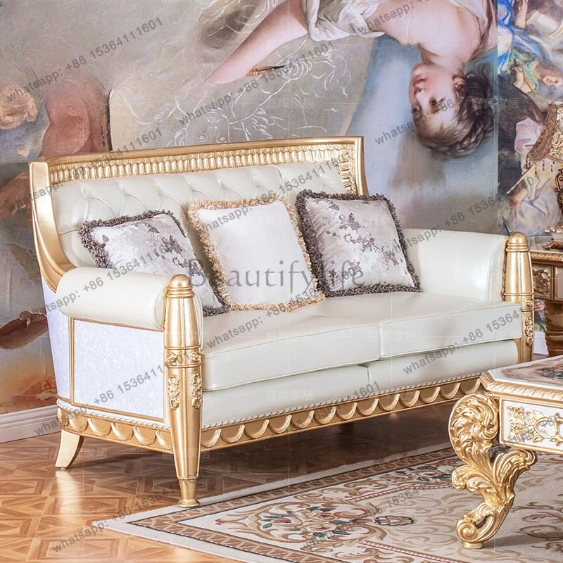 XX French Villa European Neoclassical Court Living Room Fabric 123 Combination Sofa Furniture