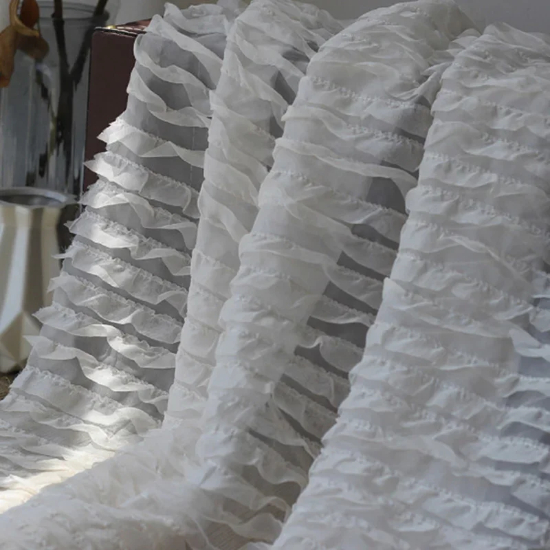 Ruffled Three-dimensional Wave Pattern Embroidered Chiffon Fabric Dress Skirt DIY Sewing Guipure Supplies