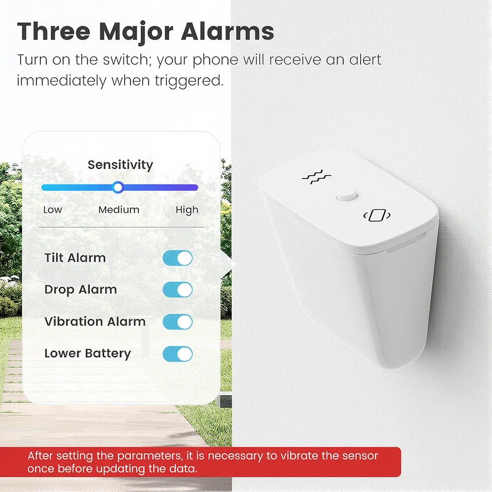 Zigbee Vibration Sensor With Tilt Drop Shock 3-In-1 Detection Battery CR2450 Powered Tuya Smart Life Home Security Automation