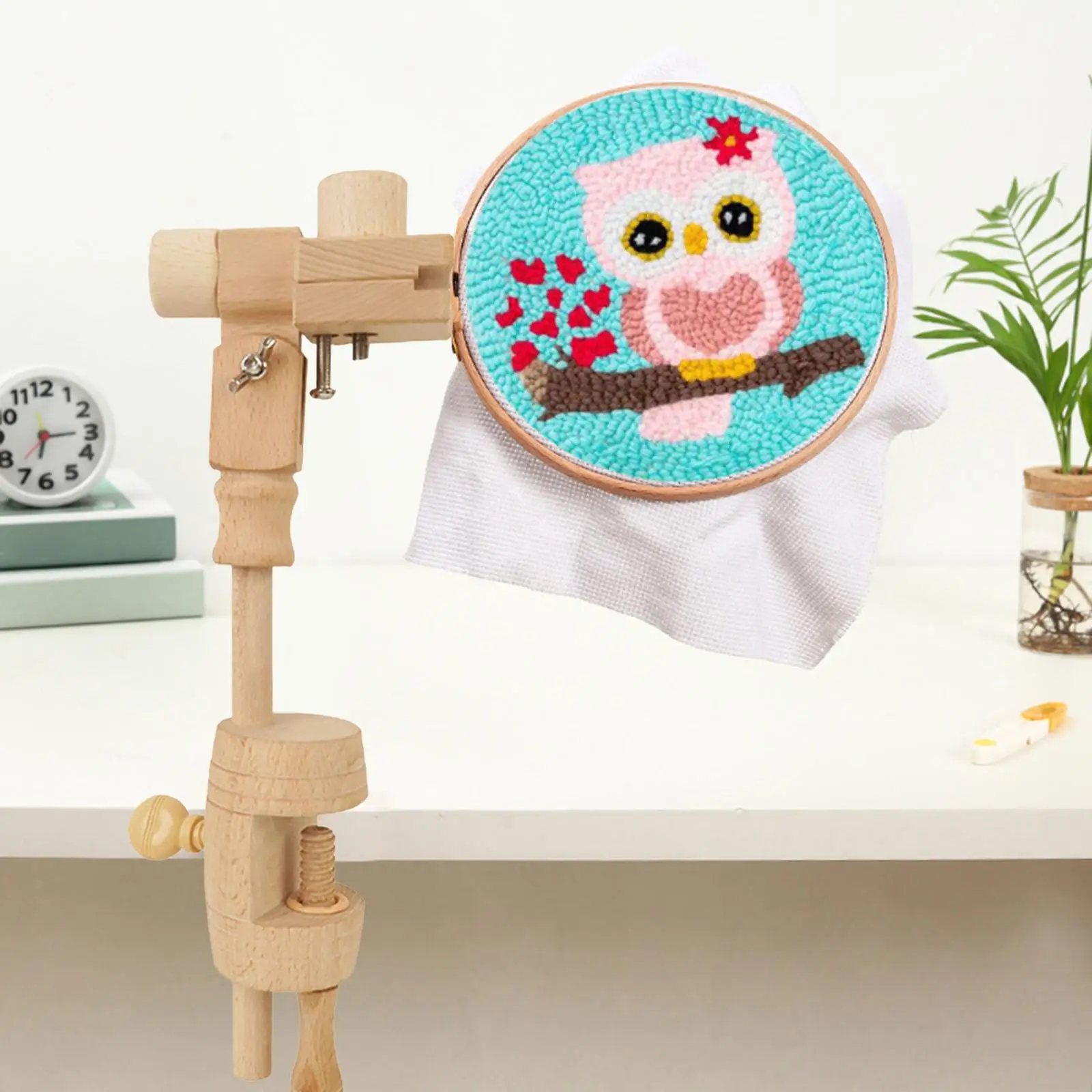 Adjustable Cross Stitch Rack Wooden Lap Table Stand Embroidery Frame Clamps for Needlework and Display Use