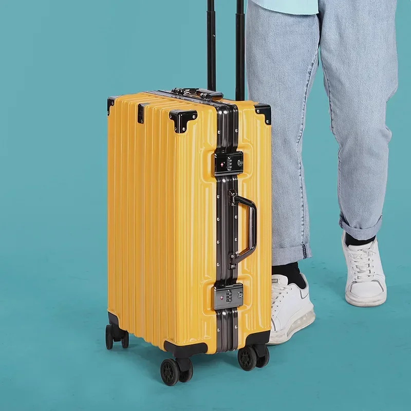 Trolley Luggage Aluminum Frame Rolling Luggage Case 20 22 24 26 inch Travel Suitcase on Wheels Combination Lock Carry on Luggage