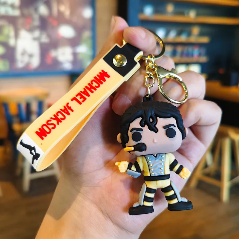 4 Styles King of Dance Jackson Keychain Classic Singer Key Ring Holder Pendant Key Chains Michael Jackson Men's and Women's Gift view 5