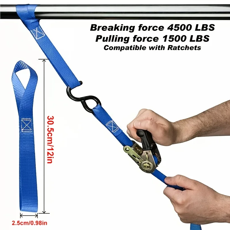 12 correas azules de bucle suave para motocicleta, accesorios para motocicleta |   Correas de carga seguras |   Correas de transporte duraderas